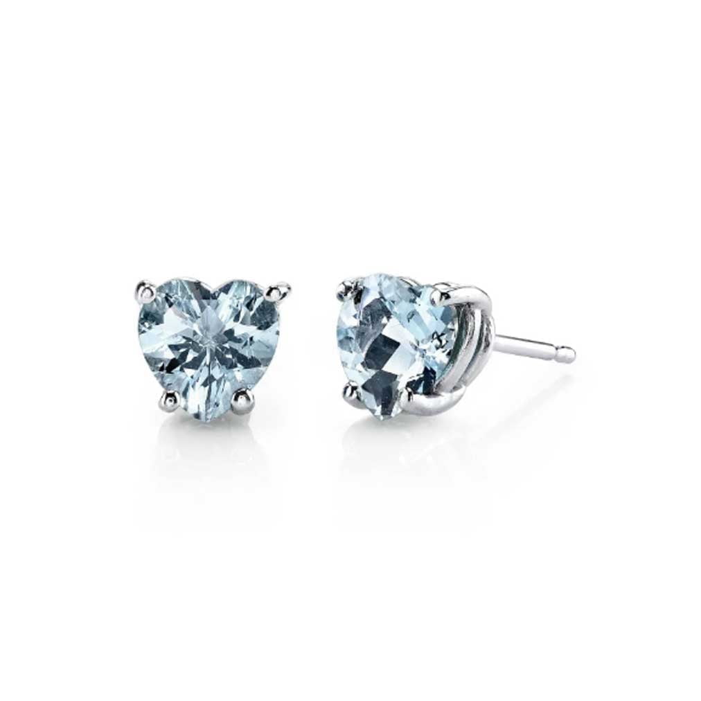 Paris Jewelry 18k White Gold 4 Carat Heart Created Aquamarine Stud Earrings Jewelry Gift for Women