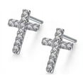 thumbnail image 1 of 18k White Gold 4 Ct Cubic Zirconia Cross Stud Earrings Plated by Paris Jewelry, 1 of 4