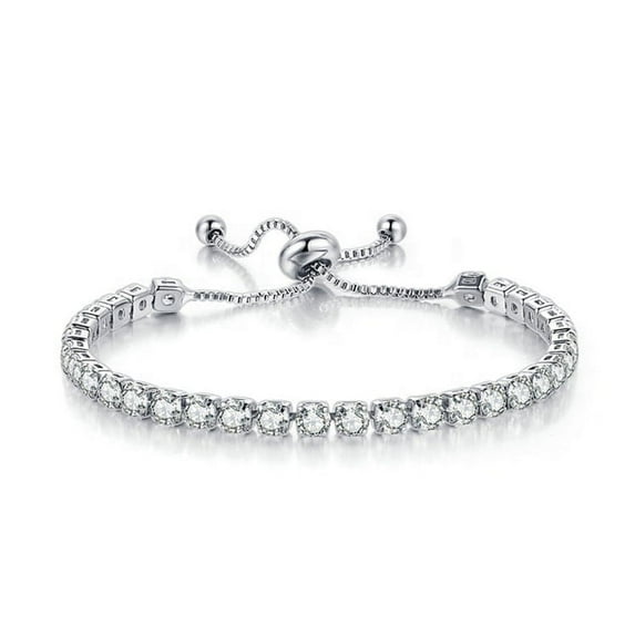 Paris Jewelry Jewelry 18k White Gold 6 Cttw Created White Sapphire Round Adjustable Tennis Bracelet for Women plated