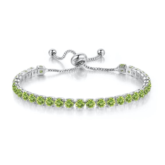 Paris Jewelry Adjustable 7 Ct 18k White Gold Peridot  Bracelet Jewelry Gift for Women plated