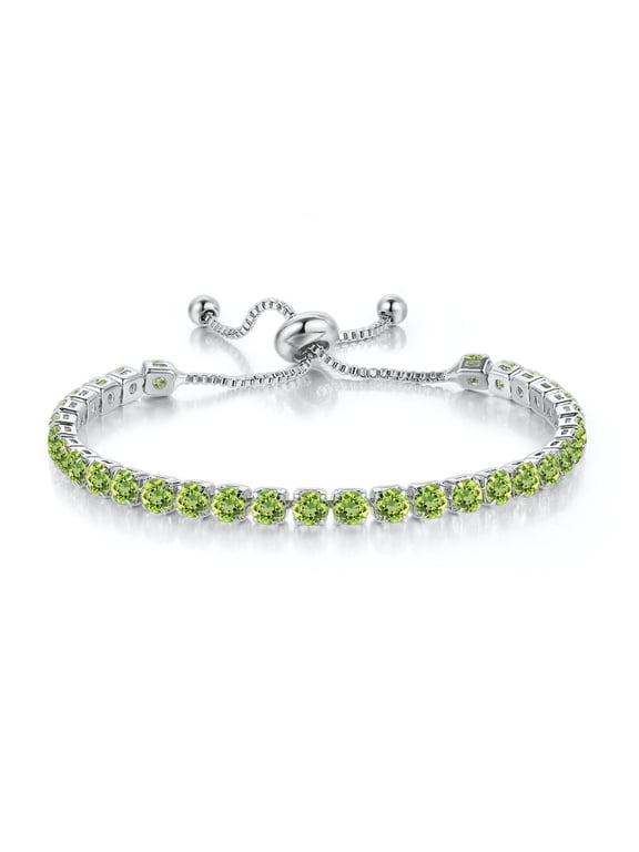Adjustable 7 Ct 18k White Gold Peridot Bracelet Jewelry Gift for Women plated