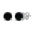 thumbnail image 1 of Paris Jewelry 18k White Gold Created Black Sapphire 3Ct Round Stud Earrings Plated, 1 of 4