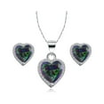 thumbnail image 1 of Paris Jewelry 18k White Gold Plated Heart 4 Carat Created Mystic Sapphire Full Set Necklace, Earrings 18 Inch, 1 of 3
