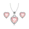thumbnail image 1 of Paris Jewelry 18k White Gold Plated Heart 4 Carat Created Pink Sapphire Full Set Necklace, Earrings 18 Inch, 1 of 3