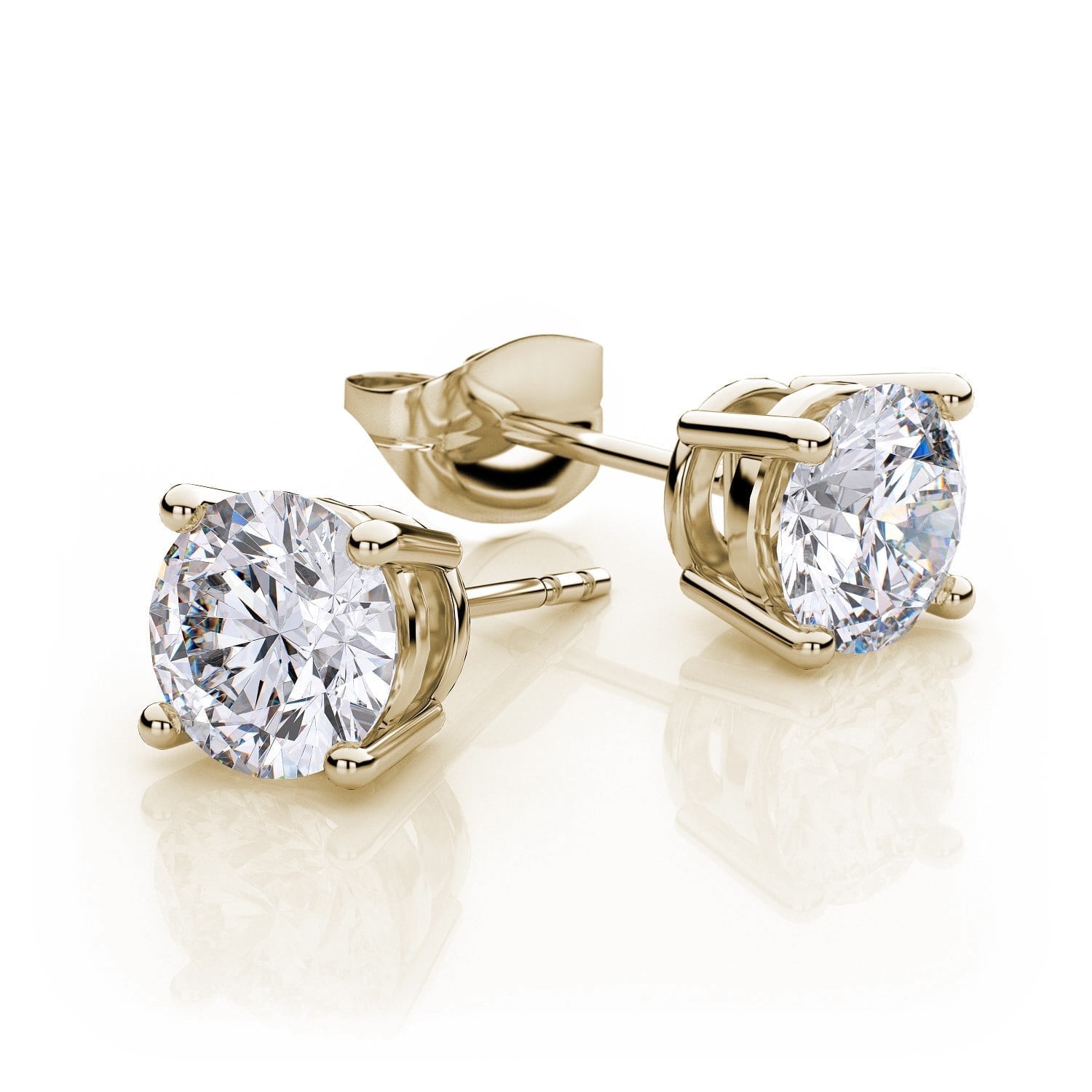 PARIS JEWELRY 18k Yellow Gold 1/2 Ct Created White Sapphire Round Stud Earrings Jewelry for Women and Men plated