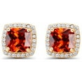 thumbnail image 1 of 18k Yellow Gold 1 Ct Created Ruby Princess Cut Stud Earrings Jewelry Gift for Women Plated by Paris Jewelry, 1 of 4