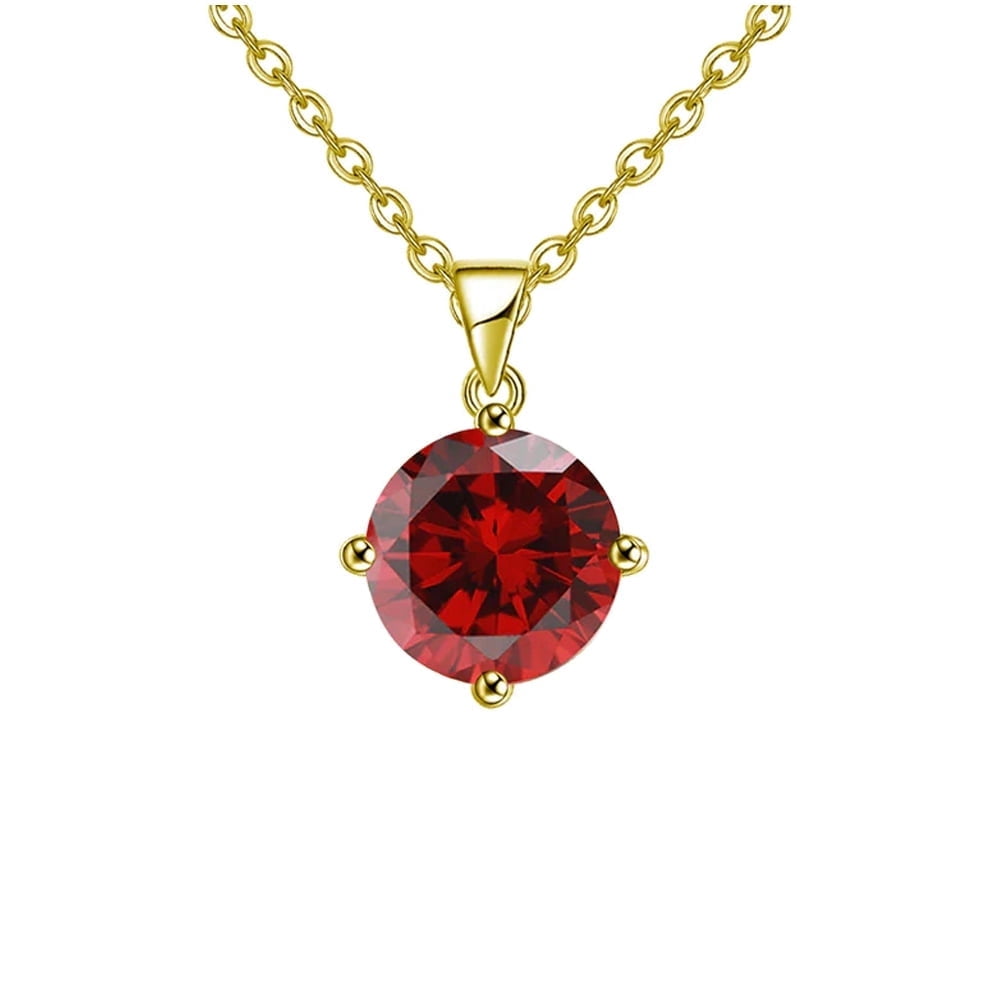Handmade Mozambique Garnet Gemstone Pendant – Lab-Created Red Stone, Silver Plated, 1.70 Inches (Charm Style)