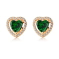 thumbnail image 1 of 18k Yellow Gold Halo Heart Emerald Stud Earrings Luxury Jewelry Gift for Her Women's Plated by Paris Jewelry, 1 of 4