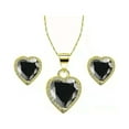 thumbnail image 1 of Paris Jewelry 18k Yellow Gold Plated Heart 4 Carat Created Black Sapphire Full Set Necklace, Earrings 18 Inch, 1 of 3