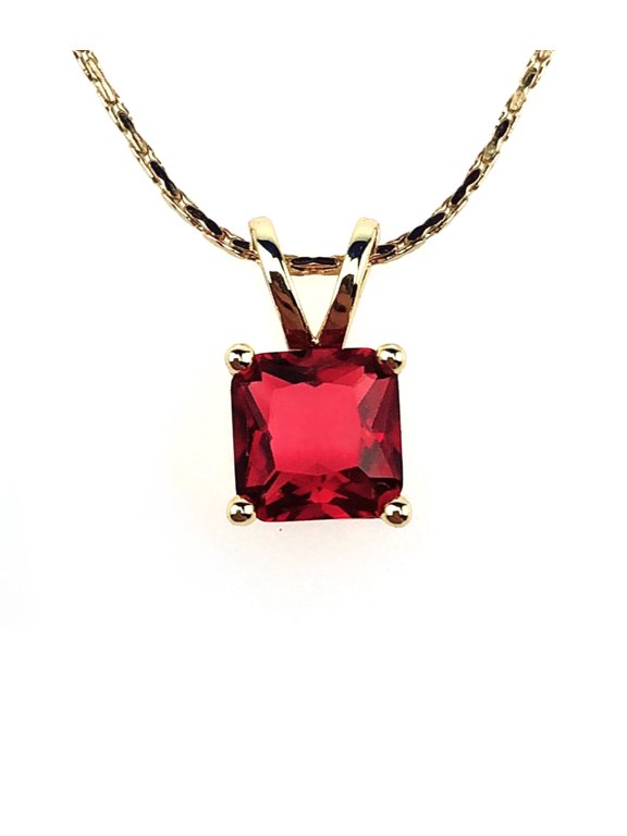 18k Yellow Gold Ruby Princess Necklace 18 inch Gift for Her Women's Plated by Paris Jewelry