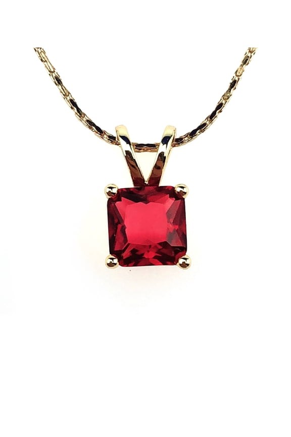 18k Yellow Gold Ruby Princess Necklace 18 inch Gift for Her Women's Plated by Paris Jewelry