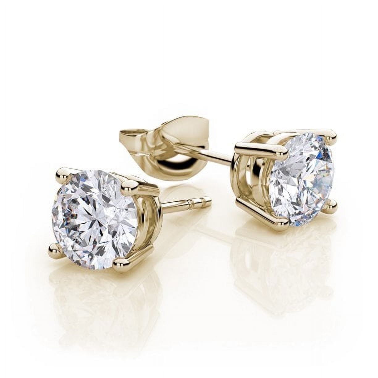 PARIS JEWELRY 18k Yellow Gold White Sapphire 4 Carat Round Stud Earrings, Jewelry Gift Plated