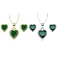 thumbnail image 1 of Paris Jewelry 18k Yellow and White Gold 1Ct Emerald Full Necklace Set 18 inch Plated, 1 of 2