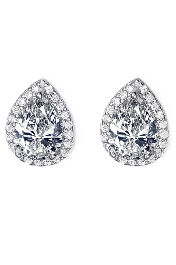 2 Ct White Gold Drop-Shaped Earrings with Cubic Zirconia