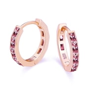 Paris Jewelry 24K Rose Gold 3Ct Emerald Cut Pink Sapphire Hoop Earrings Plated