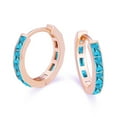 thumbnail image 1 of Paris Jewelry 24K Rose Gold 4Ct Emerald Cut Blue Topaz Hoop Earrings Plated, 1 of 4