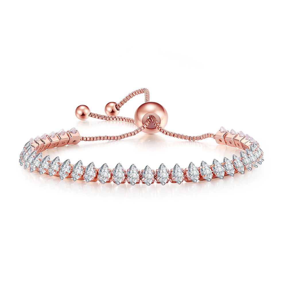 SARAF RS JEWELLERY Rose Gold Plated White AD Studded Tennis Wrap Around  Bracelet For Women And Girls- Pack Of 1 : Amazon.in: Jewellery