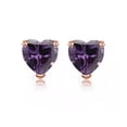 thumbnail image 1 of Paris Jewelry 24k Rose Gold 1 Carat Heart Created Amethyst Stud Earrings Plated Women, 1 of 4