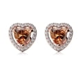 thumbnail image 1 of 24k Rose Gold 1 Ct Halo Heart Plated Citrine Stud Earrings by Paris Jewelry, 1 of 4