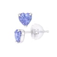 thumbnail image 1 of Paris Jewelry 24k White Gold 2 Ct Heart Tanzanite Stud Earrings Plated, 1 of 2