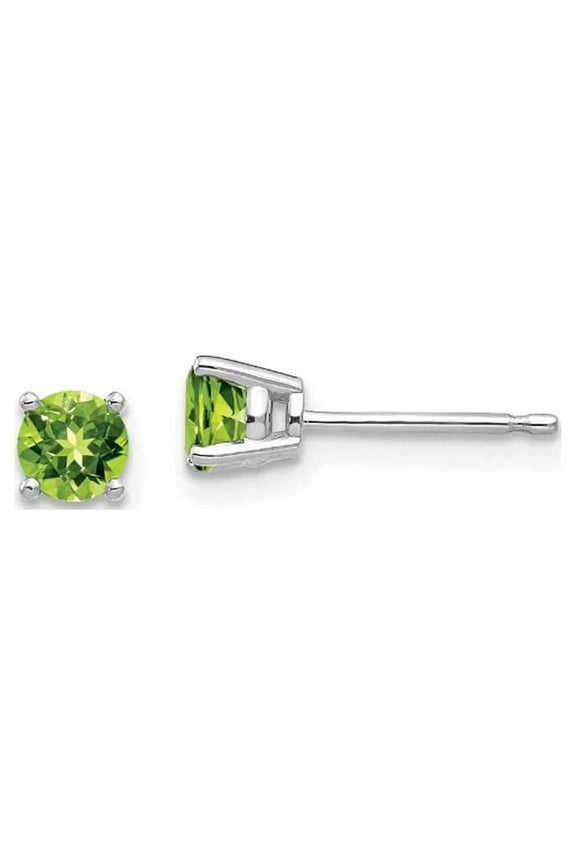 24k White Gold 2 Ct Peridot Round Stud Earrings Plated