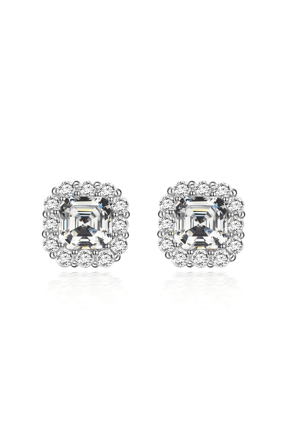 24k White Gold 3 Ct Cushion Cut White Sapphire Halo Stud Earrings Jewelry for Women plated