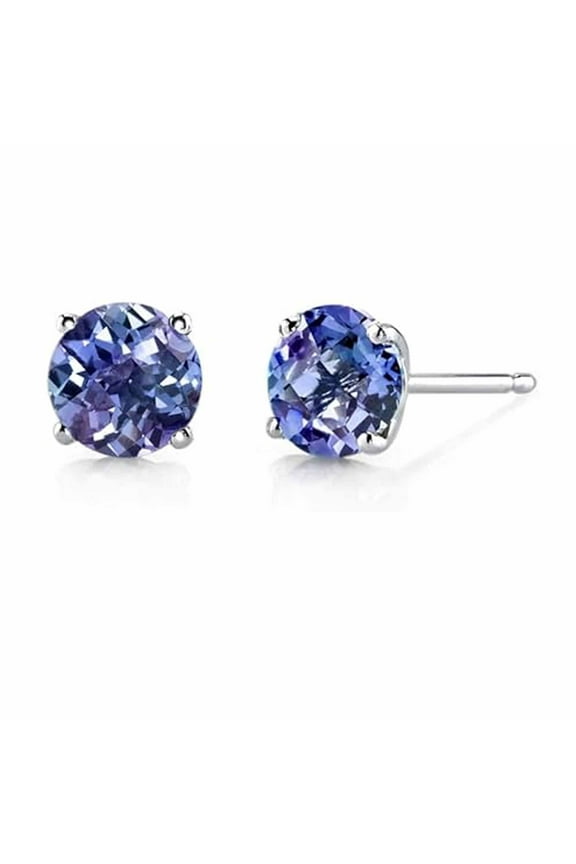 24k White Gold 2 Cttw Alexandrite Round Stud Earrings Jewelry Gift for Women Unisex plated