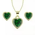 thumbnail image 1 of 24k Yellow Gold 1 Carat Heart Plated Emerald Full Set Necklace by Paris Jewelry, 1 of 4