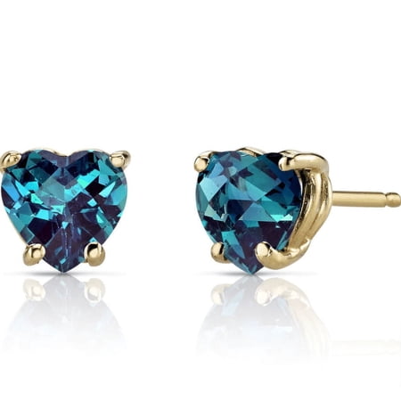 Paris Jewelry 24k Yellow Gold 2 Ct Created Alexandrite Heart Stud Earrings Jewelry plated