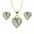 thumbnail image 1 of 24k Yellow Gold Heart White Sapphire Full Set Necklace Jewelry Gift for Her Women's Plated by Paris Jewelry, 1 of 4