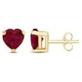 thumbnail image 1 of Paris Jewelry 24k Yellow Gold 2 Cttw Created Ruby Heart Stud Earrings Jewelry Gift for Women plated, 1 of 4