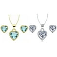 thumbnail image 1 of Paris Jewelry 24k Yellow and White Gold 1Ct Aquamarine and Cubic Zirconia Full Necklace Set 18 inch Plated, 1 of 2