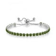 thumbnail image 1 of Paris Jewelry Unisex 18k White Gold 6Ct Created Emerald Round Adjustable Tennis Bracelet Unisex plated, 1 of 4