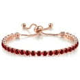 thumbnail image 1 of Paris Jewelry 10k Rose Gold 6 Ct Created Garnet Round Adjustable Tennis Plated Bracelet Unisex, 1 of 6