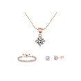thumbnail image 1 of Paris Jewelry Women's 10k Rose Gold 7Ct Round White Sapphire Necklace, Earrings & Bracelet Set Plated, 1 of 7
