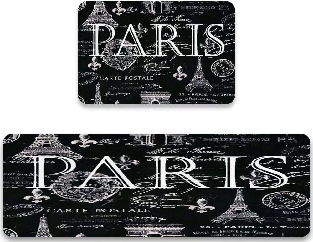 Paris Kitchen Rug Set 2 Pieces Paris Eiffel Tower Black and White ...