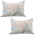 thumbnail image 1 of Paris Knitted Quilt Pillowcover Set of 2, Art Themed Creative Design Eiffel Tower on Union Jack Created with Lettering Print, Standard Queen Pillow Sham Bedroom, 30" x 20", Red and Black, by Ambesonne, 1 of 1