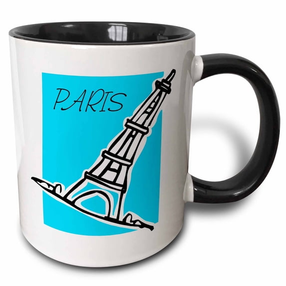 3drose, Paris Leaning, 11oz Two-tone Black Mug