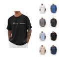 thumbnail image 1 of Paris Letter Graphic Tees for Men Summer Short Sleeve Crewneck Casual France Paris City Travel T Shirts Streetwear, 1 of 5