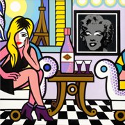 Nifao Paris Livingroom, Art by Jozza   Acrylic Painting, Wall Art Ready to Hang, 30"L x 30"W