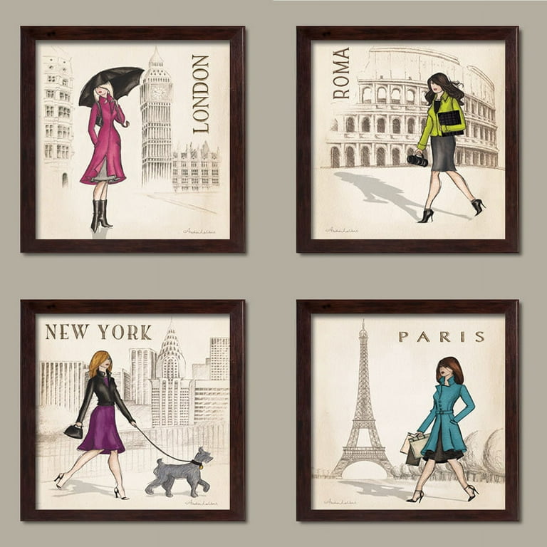 Paris, London, Roma and New York Set by Andrea Laliberte, Four 12
