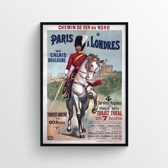 Paris A Londres 1895 Travel Poster, Paris Travel Poster, Londres Travel Poster, Londres Vintage Poster, Paris Vintage Travel Poster Wall Art, Modern Wall Decor, 8x12 UNFRAMED