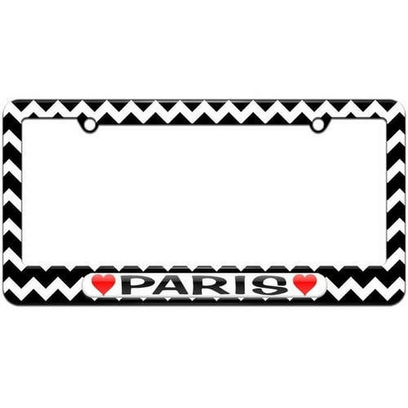 Paris Love with Hearts License Plate Tag Frame, Multiple Colors