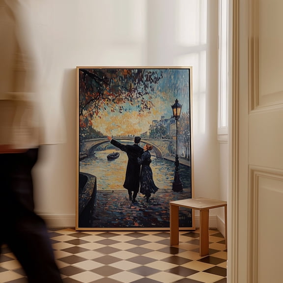 Paris Lovers, Couple Walking, Vintage Love Wall Art, Antique Love Poster, French Lovers Poster, Romantic Home Decor, 8x12 UNFRAMED