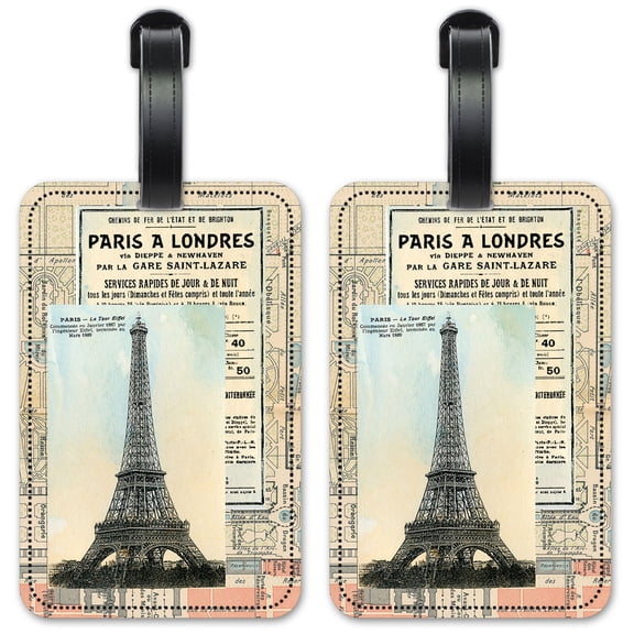 Paris - Luggage ID Tags / Suitcase Identification Cards - Set of 2