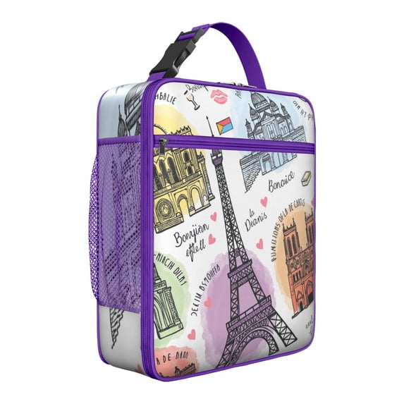 Paris Lunch Box Tote for Men Women Insulated Cooler Tote Bag Lunchbox for Office Work Picnic Reusable