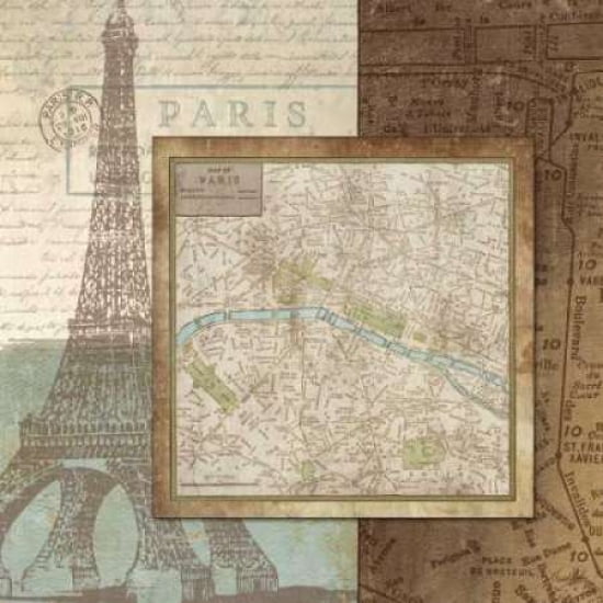 Paris Map Canvas Art - Elizabeth Medley (24 x 24)