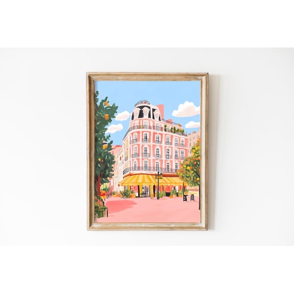 Paris Market Travel Soft Pink French Architecture Wall Decor, Unframed Paper Poster 8x10in