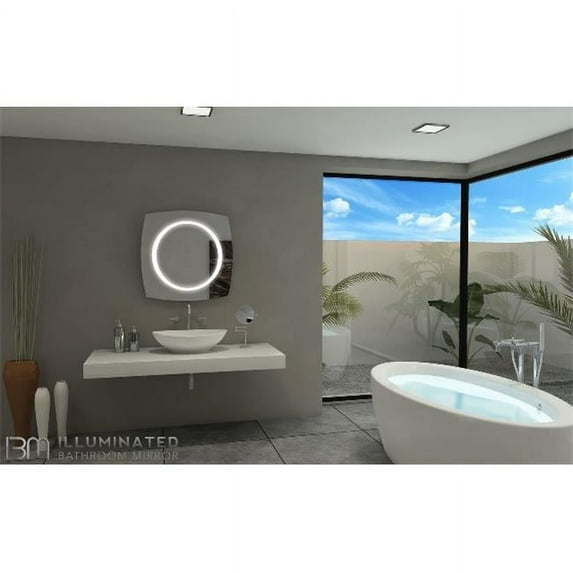 Paris Mirror 28 x 2 x 28 in. Halo Illuminated 6000K LED Mirror