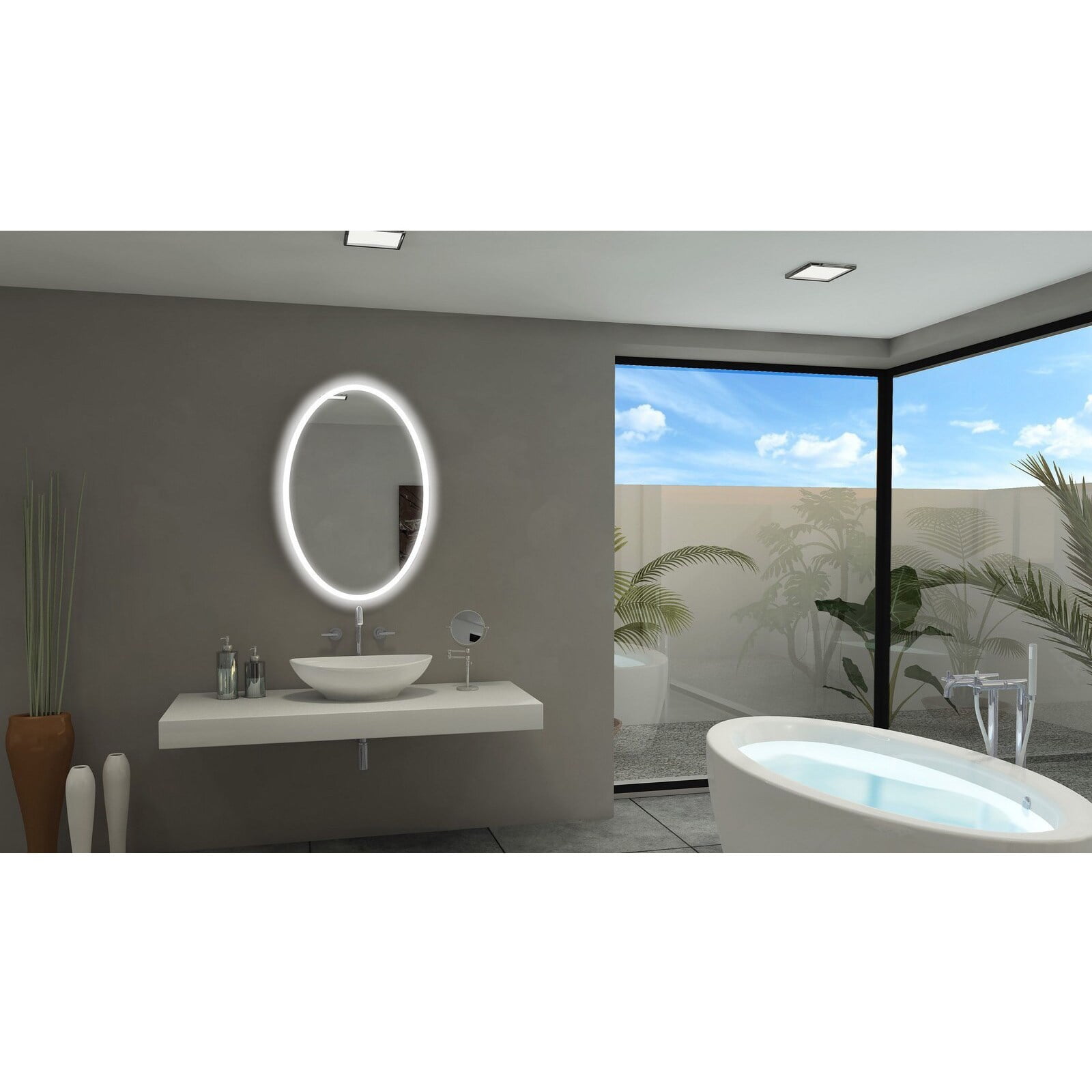 Elegance Frameless Oval Vanity Bathroom Mirror with LED Backlight
